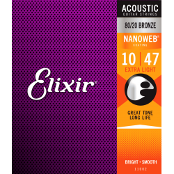 Cordes folk Elixir Nanoweb Extra-Light 10-47